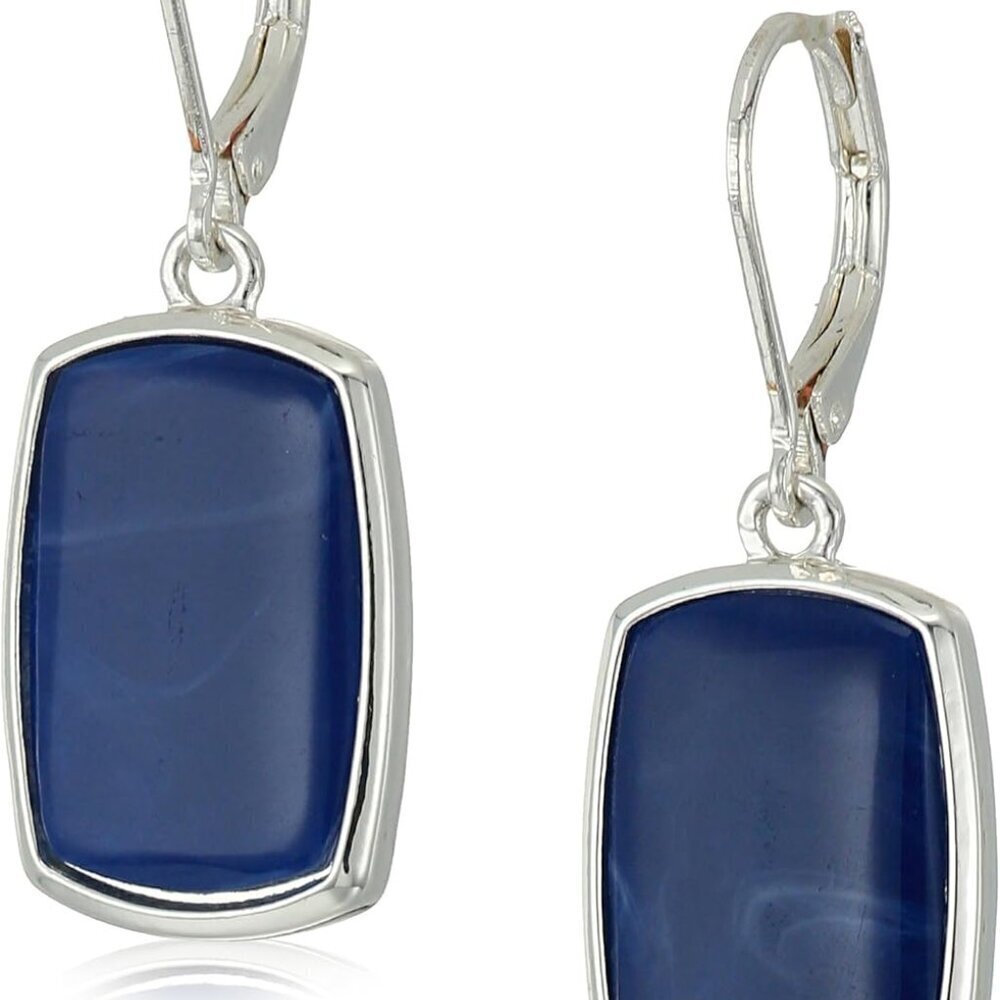 Women's Silver Tone Denim Drop Earrings Elegant Fashion Accessories
